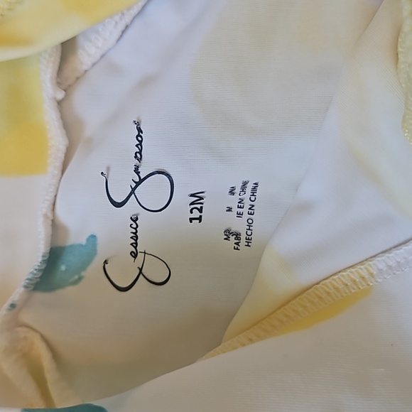 Jessica Simpson Long Sleeve Lemon Fruit Ruffle Swimsuit Size 12 Month - Picture 4 of 6